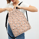 Orange Bull Terrier Pattern Print Drawstring Backpack
