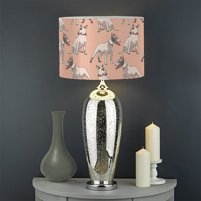 Orange Bull Terrier Pattern Print Drum Lamp Shade