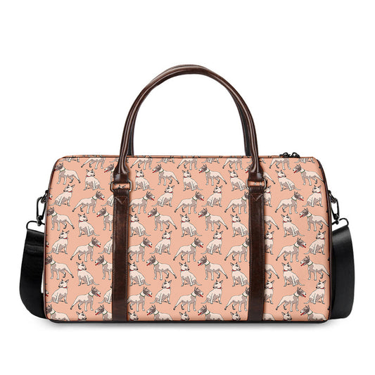 Orange Bull Terrier Pattern Print Duffle Bag