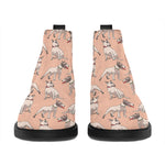 Orange Bull Terrier Pattern Print Flat Ankle Boots