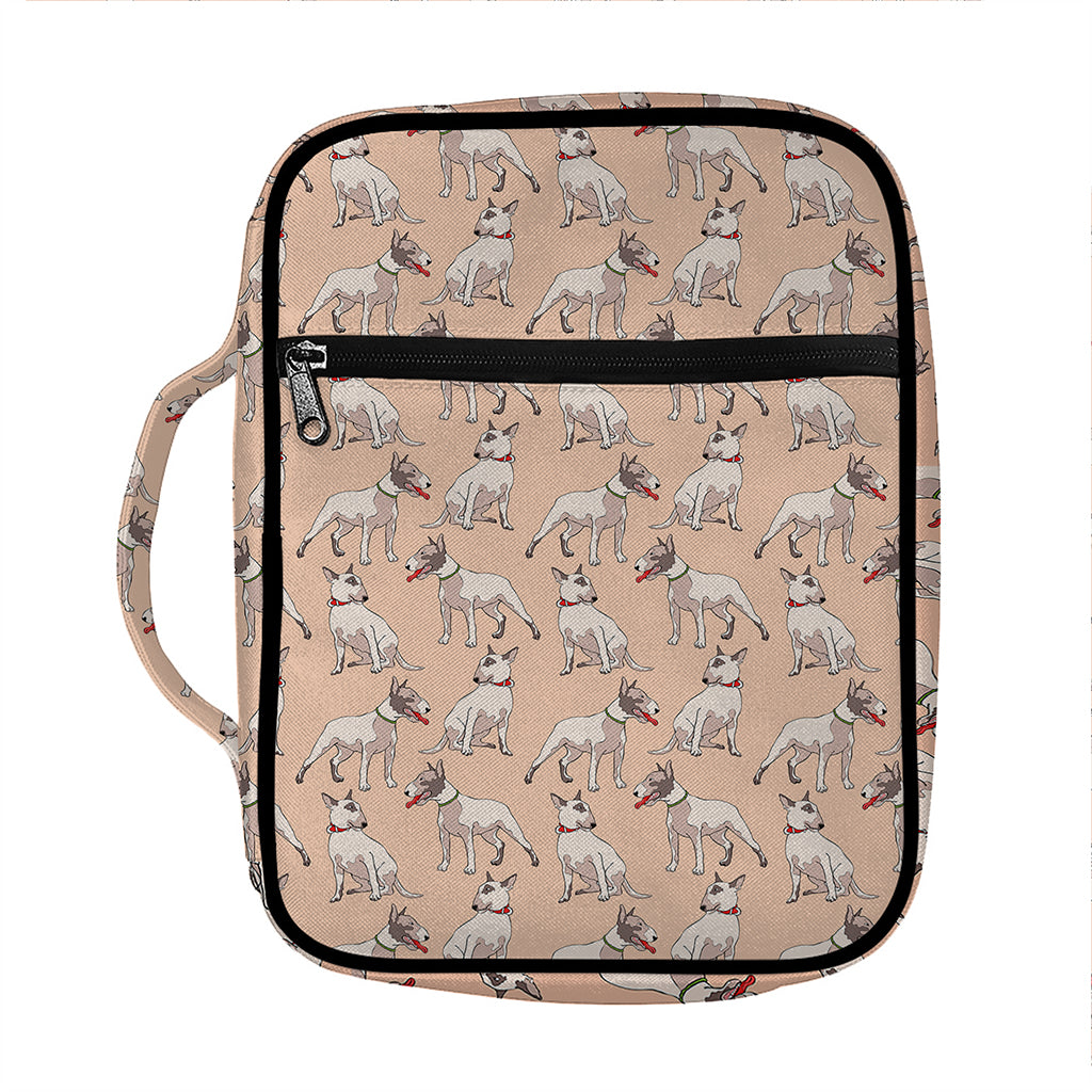 Orange Bull Terrier Pattern Print Front Pocket Bible Bag
