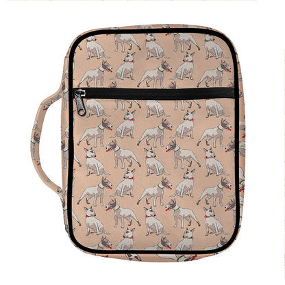 Orange Bull Terrier Pattern Print Front Pocket Bible Bag