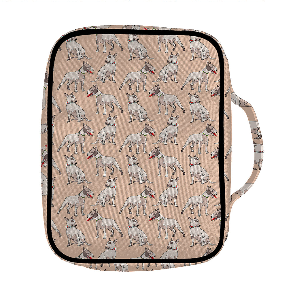 Orange Bull Terrier Pattern Print Front Pocket Bible Bag