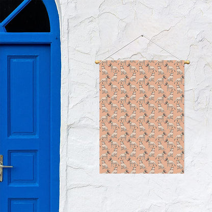 Orange Bull Terrier Pattern Print Garden Flag