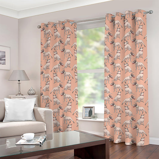 Orange Bull Terrier Pattern Print Grommet Curtains