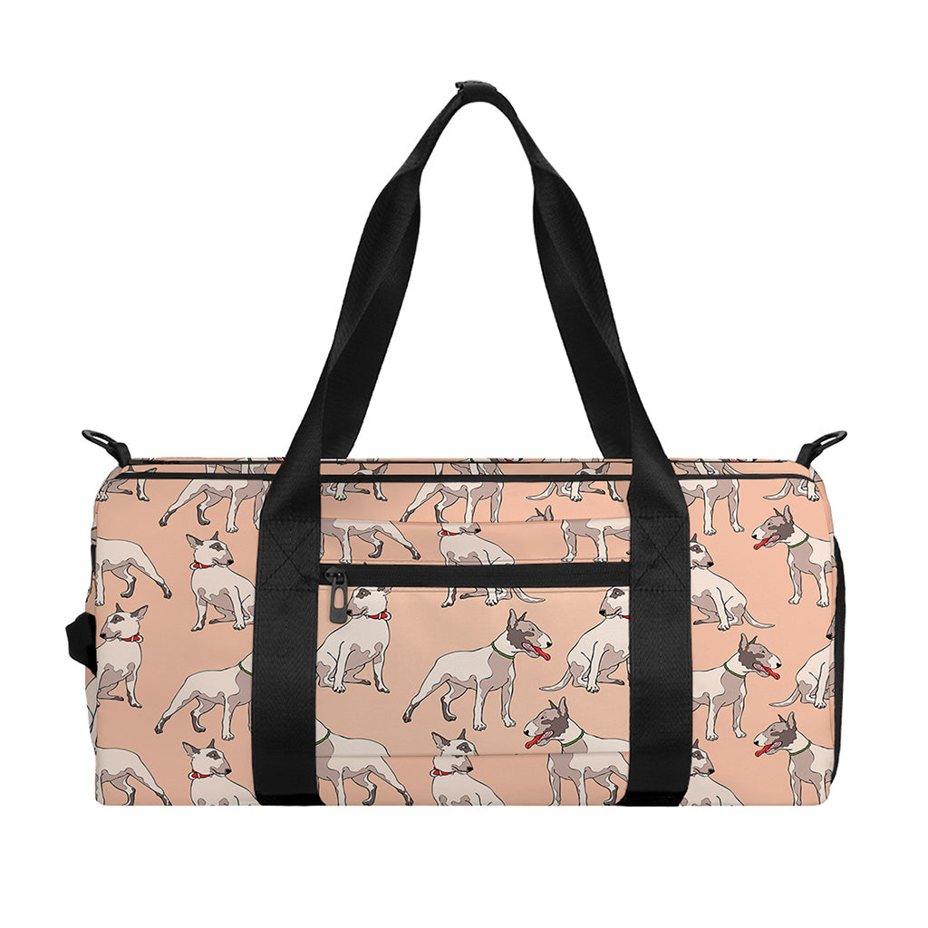 Orange Bull Terrier Pattern Print Gym Bag