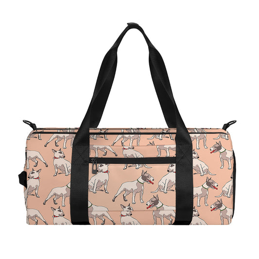 Orange Bull Terrier Pattern Print Gym Bag
