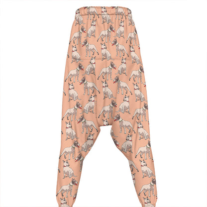 Orange Bull Terrier Pattern Print Hammer Pants