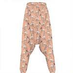 Orange Bull Terrier Pattern Print Hammer Pants
