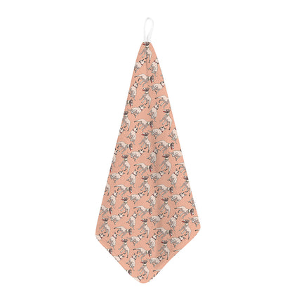 Orange Bull Terrier Pattern Print Hand Towel