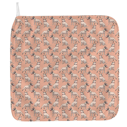 Orange Bull Terrier Pattern Print Hand Towel