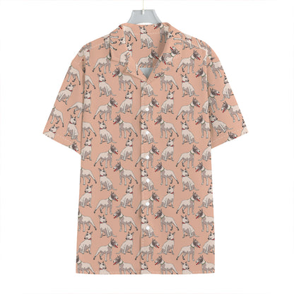 Orange Bull Terrier Pattern Print Hawaiian Shirt