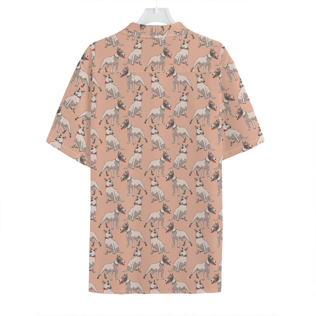 Orange Bull Terrier Pattern Print Hawaiian Shirt