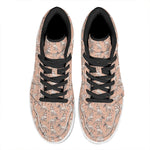 Orange Bull Terrier Pattern Print High Top Leather Sneakers