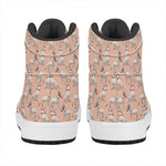 Orange Bull Terrier Pattern Print High Top Leather Sneakers
