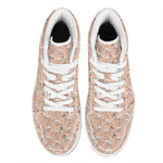 Orange Bull Terrier Pattern Print High Top Leather Sneakers