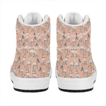 Orange Bull Terrier Pattern Print High Top Leather Sneakers