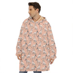 Orange Bull Terrier Pattern Print Hoodie Blanket
