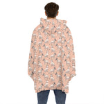 Orange Bull Terrier Pattern Print Hoodie Blanket