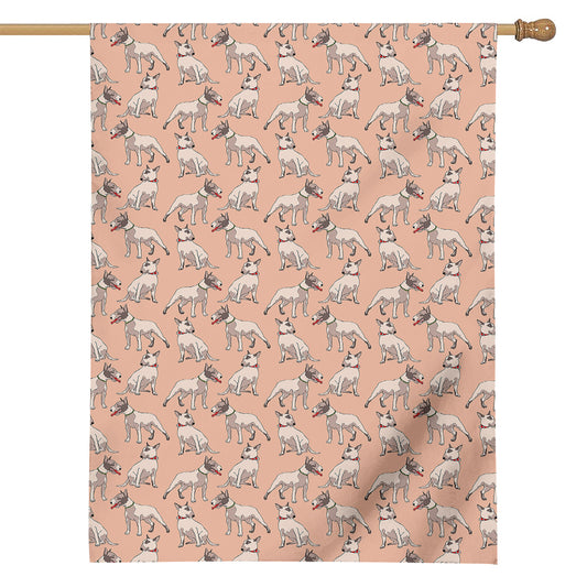 Orange Bull Terrier Pattern Print House Flag