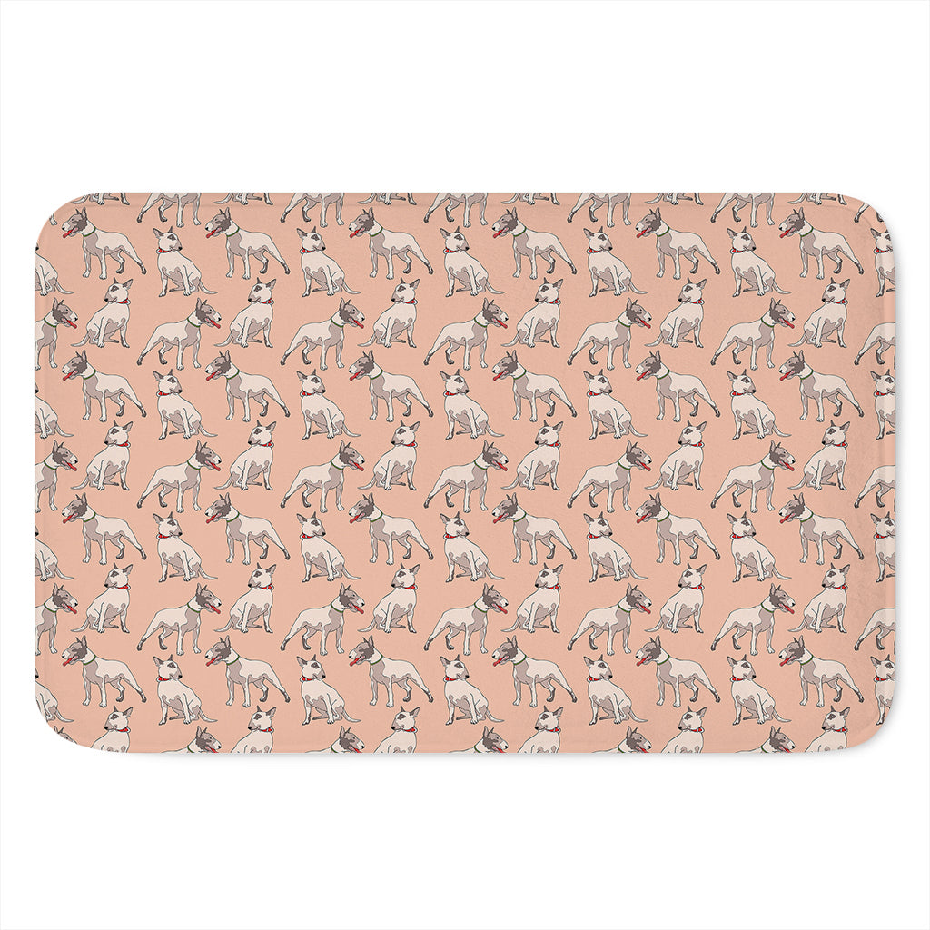 Orange Bull Terrier Pattern Print Indoor Door Mat