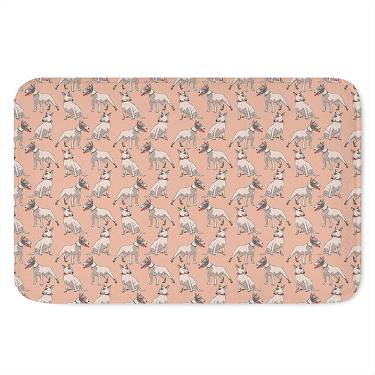 Orange Bull Terrier Pattern Print Indoor Door Mat