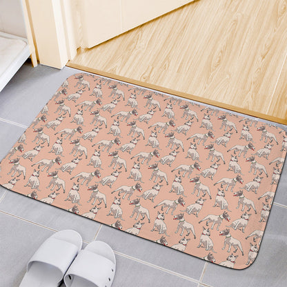 Orange Bull Terrier Pattern Print Indoor Door Mat