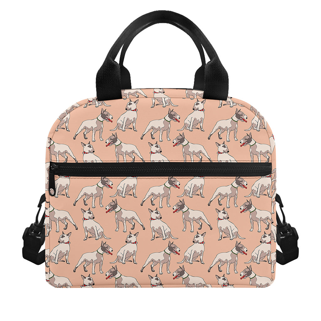 Orange Bull Terrier Pattern Print Insulated Lunch Bag