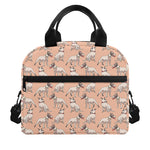 Orange Bull Terrier Pattern Print Insulated Lunch Bag
