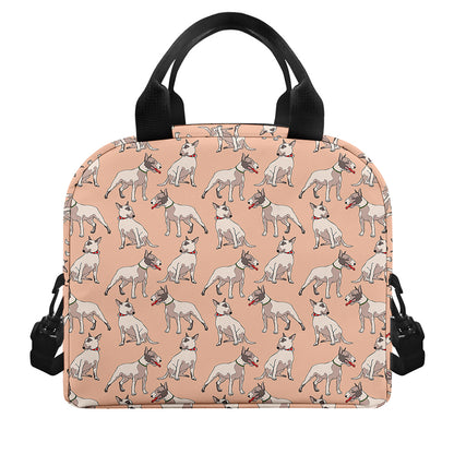 Orange Bull Terrier Pattern Print Insulated Lunch Bag