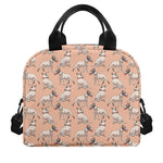 Orange Bull Terrier Pattern Print Insulated Lunch Bag