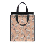 Orange Bull Terrier Pattern Print Insulated Lunch Tote