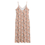 Orange Bull Terrier Pattern Print Jersey Midi Cami Dress