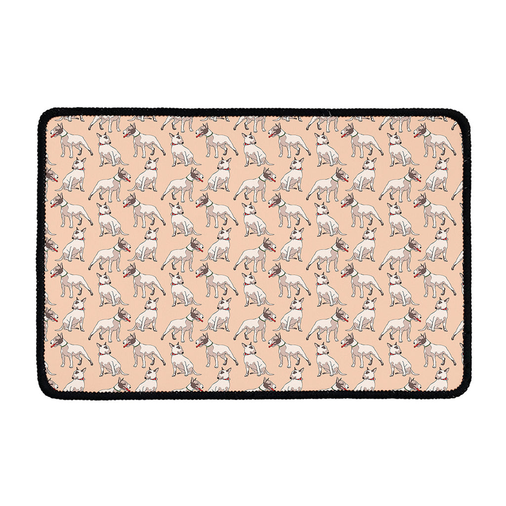 Orange Bull Terrier Pattern Print Kitchen Mat