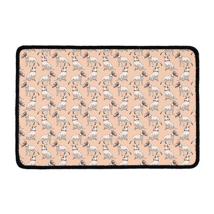 Orange Bull Terrier Pattern Print Kitchen Mat