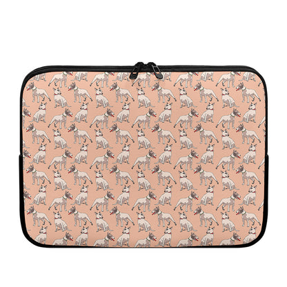 Orange Bull Terrier Pattern Print Laptop Sleeve