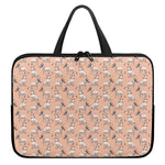Orange Bull Terrier Pattern Print Laptop Sleeve With Handle