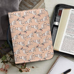 Orange Bull Terrier Pattern Print Leather Bible Cover