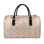 Orange Bull Terrier Pattern Print Leather Duffle Bag