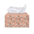 Orange Bull Terrier Pattern Print Leather Tissue Box Cover