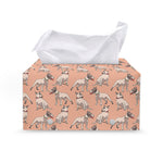 Orange Bull Terrier Pattern Print Leather Tissue Box Cover