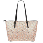 Orange Bull Terrier Pattern Print Leather Tote Bag