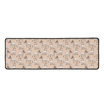 Orange Bull Terrier Pattern Print Long Kitchen Mat