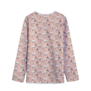 Orange Bull Terrier Pattern Print Long Sleeve Short Coat