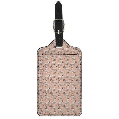 Orange Bull Terrier Pattern Print Luggage Tag