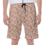 Orange Bull Terrier Pattern Print Men's Beach Shorts