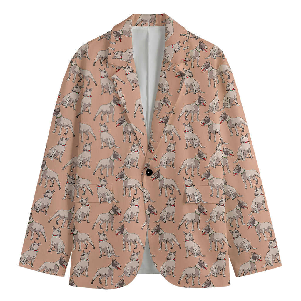Orange Bull Terrier Pattern Print Men's Blazer