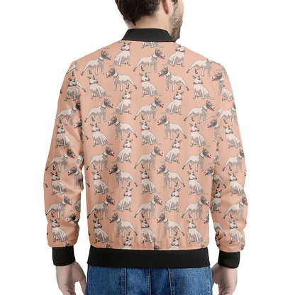 Orange Bull Terrier Pattern Print Men's Bomber Jacket