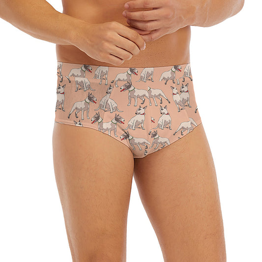Orange Bull Terrier Pattern Print Men's Briefs