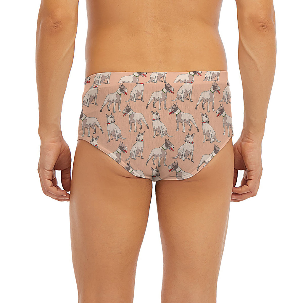 Orange Bull Terrier Pattern Print Men's Briefs